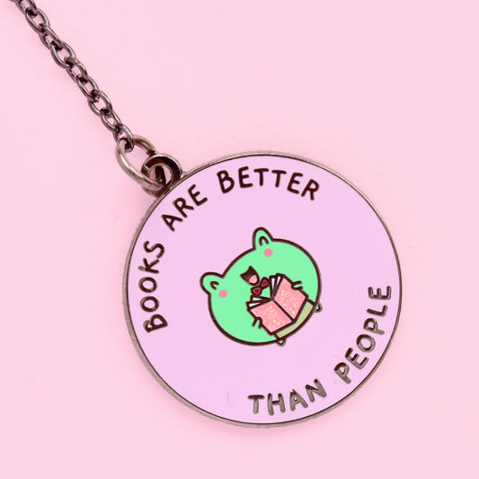 Bücher sind besser – Emaille-Lesezeichen mit Kette