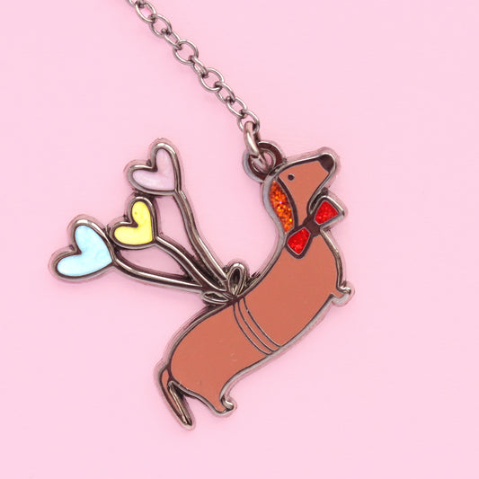 Sausage Dog Enamel Bookmark With Chain