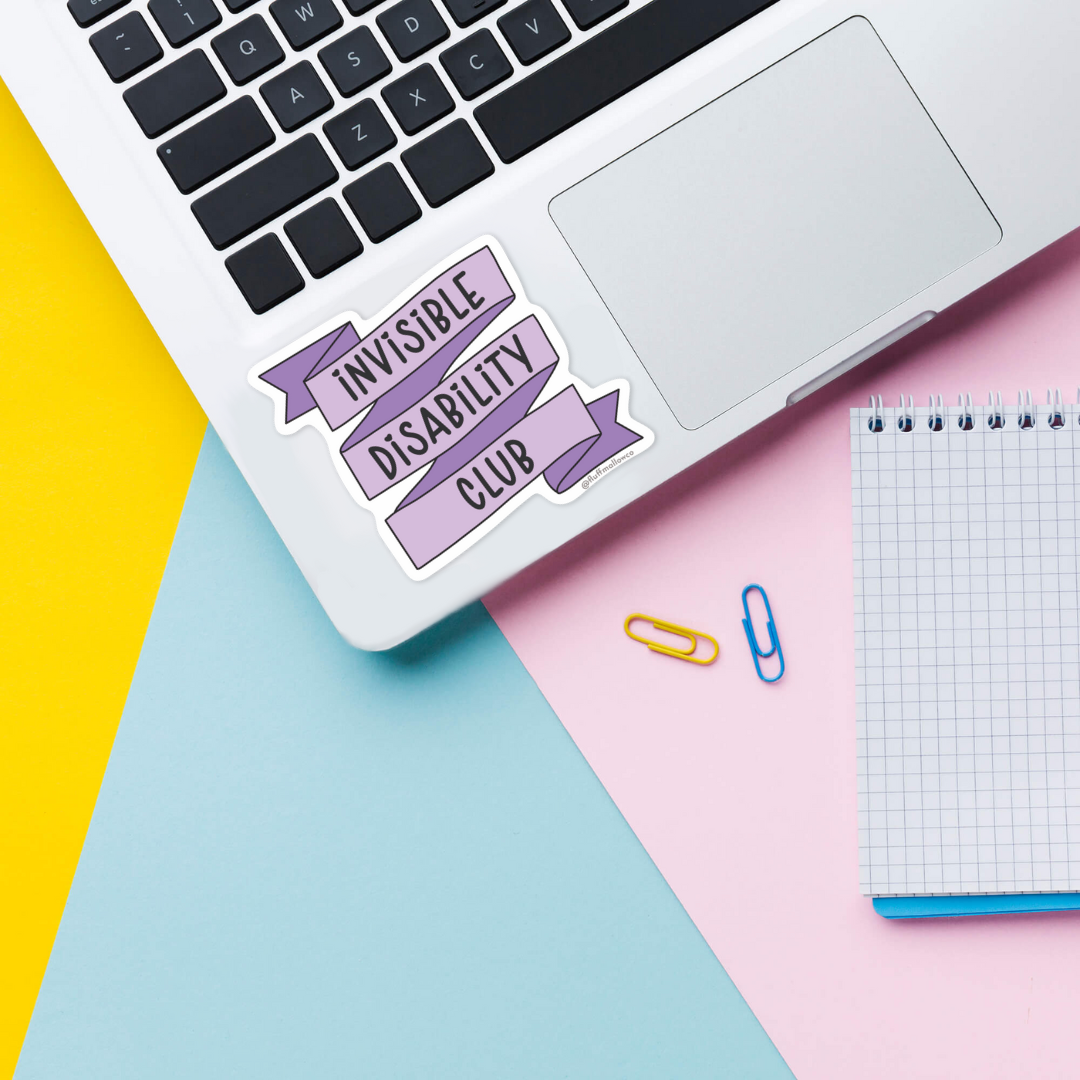 Invisible disability vinyl sticker on laptop