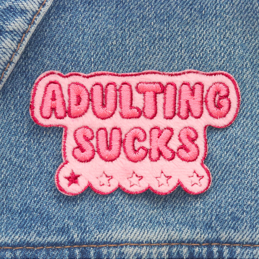 Adulting Sucks Embroidered Iron-On Patch