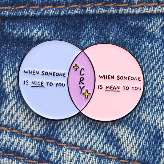 Cry Venn Diagram enamel pin