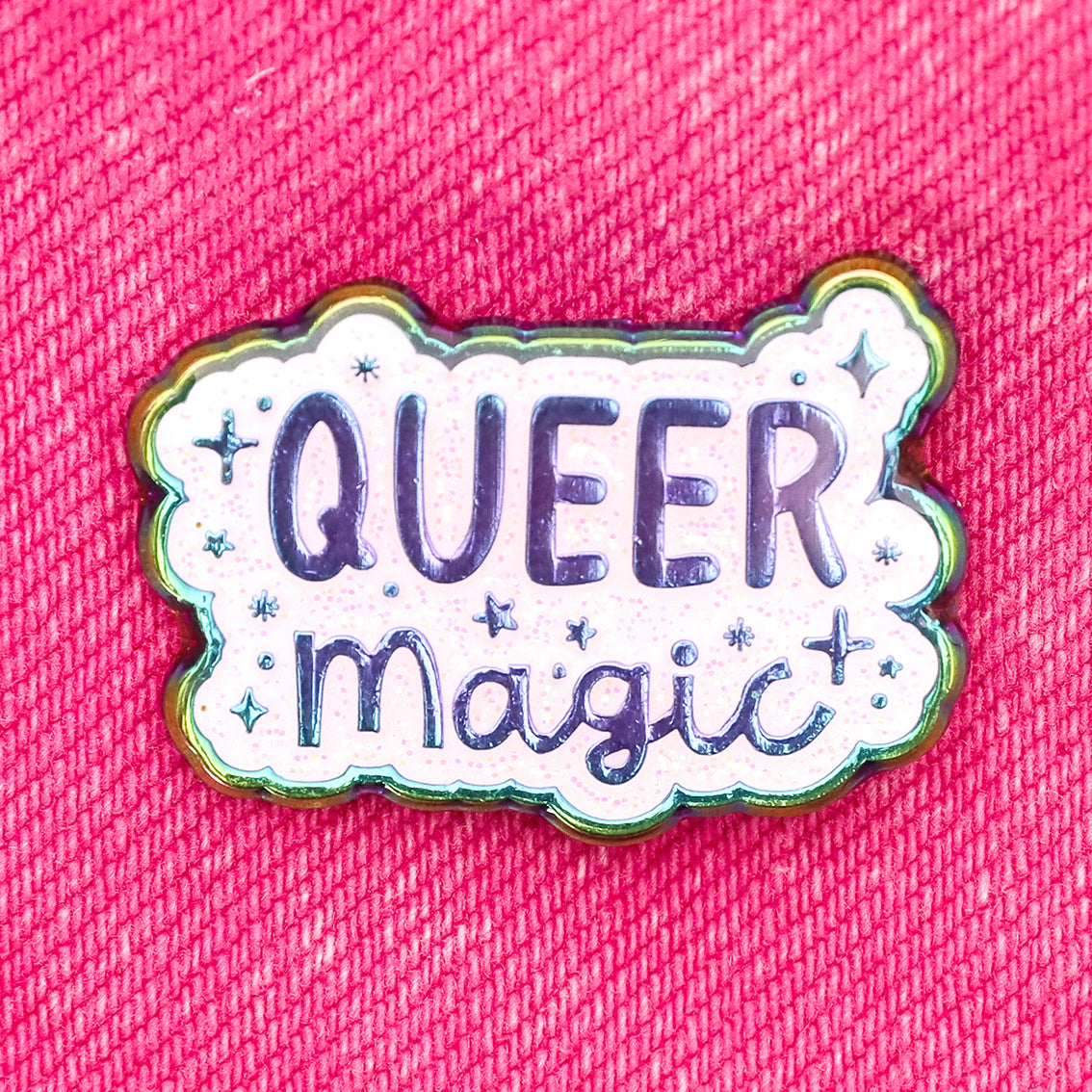 Queer Magic enamel pin glittery 2