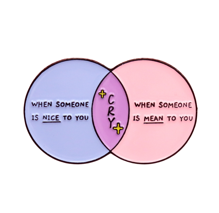 Cry Venn Diagram enamel pin