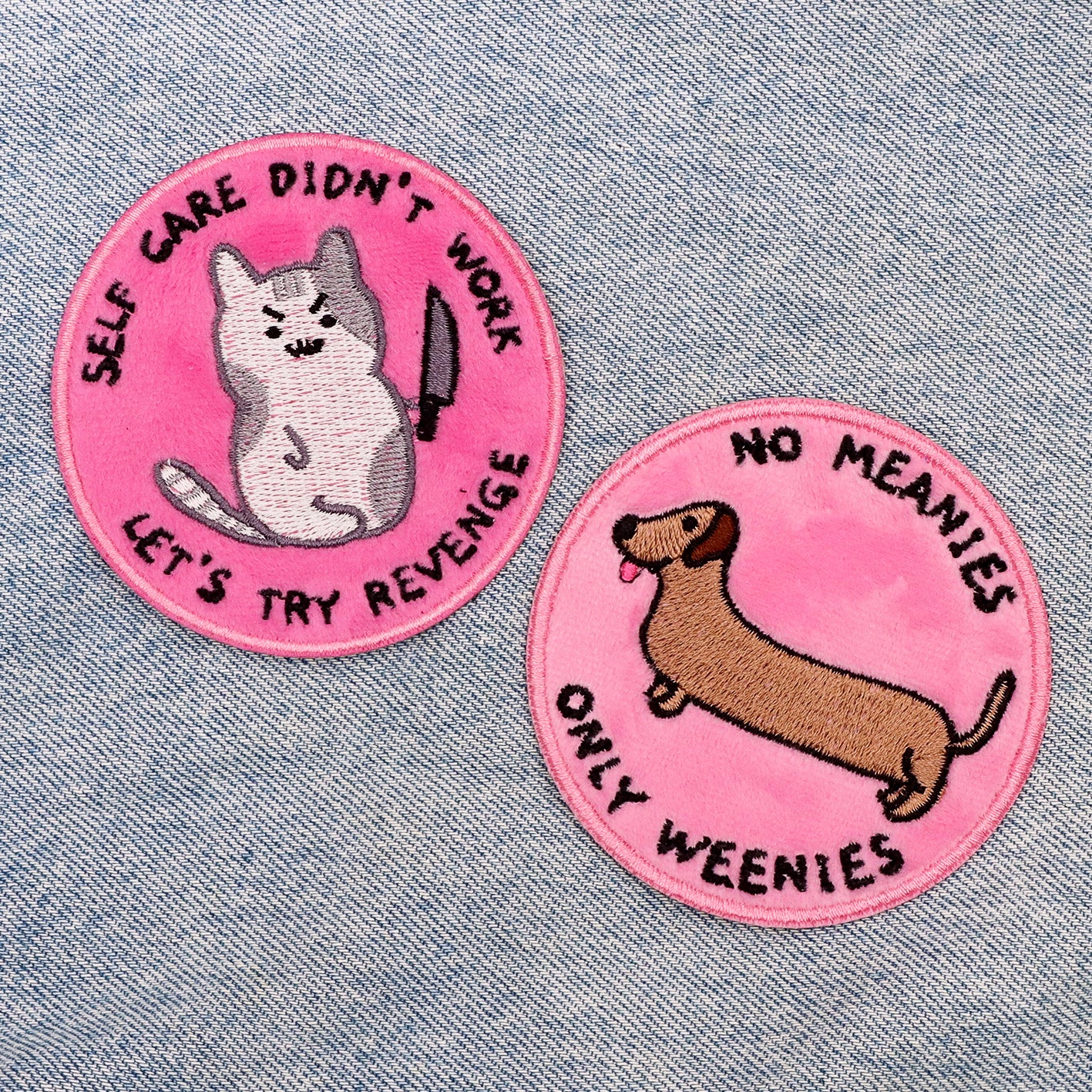 cute cat and sausage dog iron on patches
