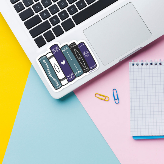 asexual book stack sticker on laptop