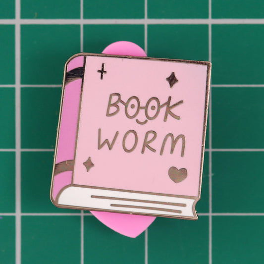 book worm enamel pin