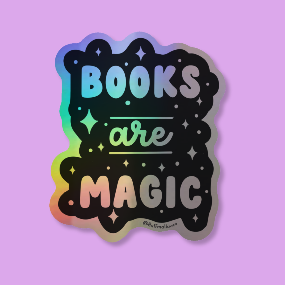 books are magic holographic vinyl sticker