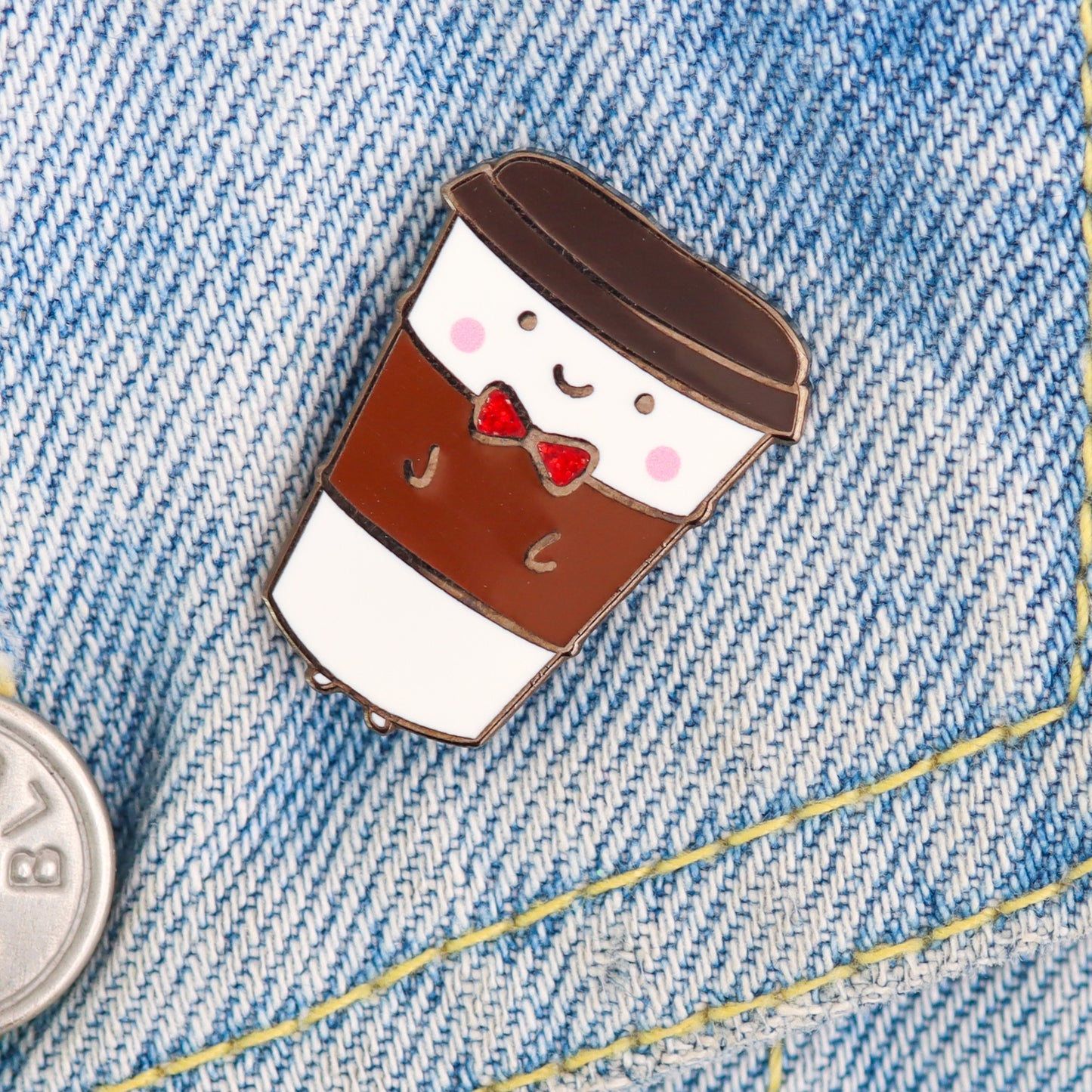 coffee cup enamel pin cute