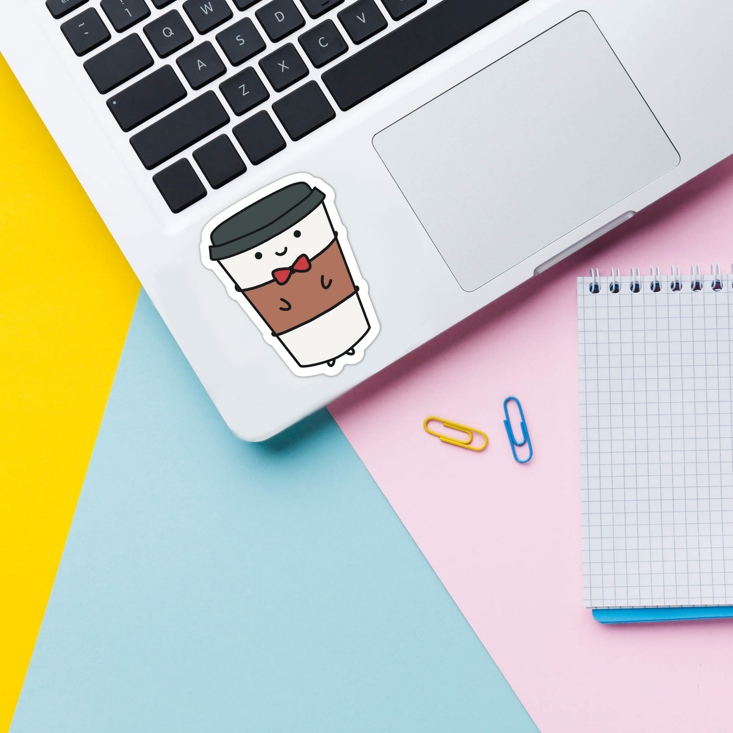 coffee cup sticker on laptop cute