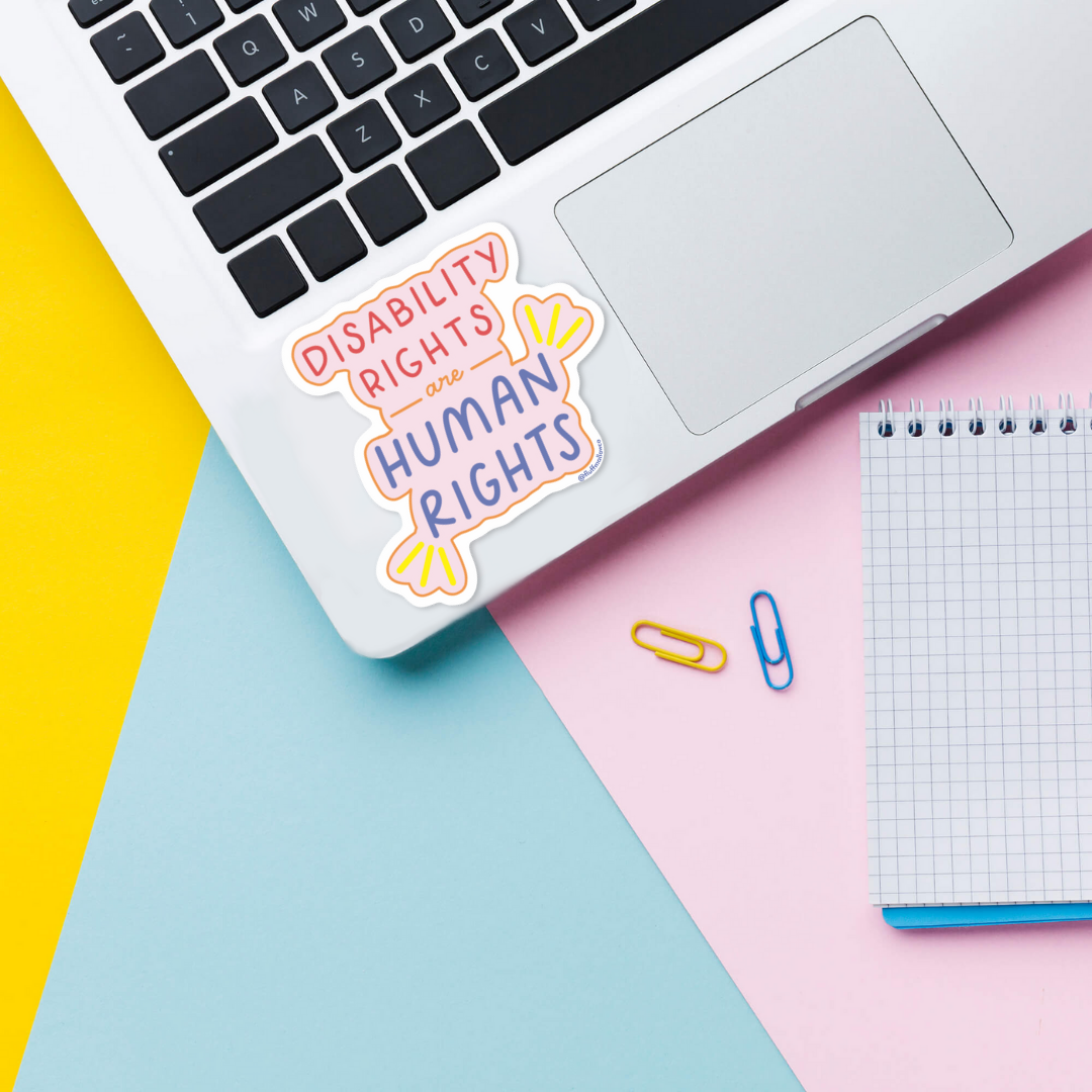 disability rights vinyl sticker on laptop