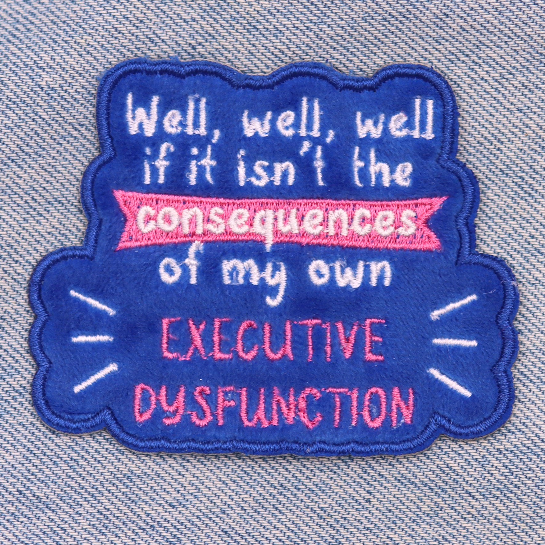 executive dysfunction iron on patch funny