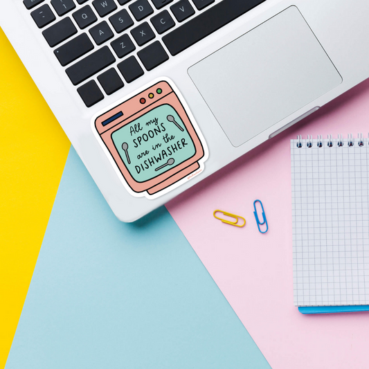 funny dishwasher vinyl sticker on laptop