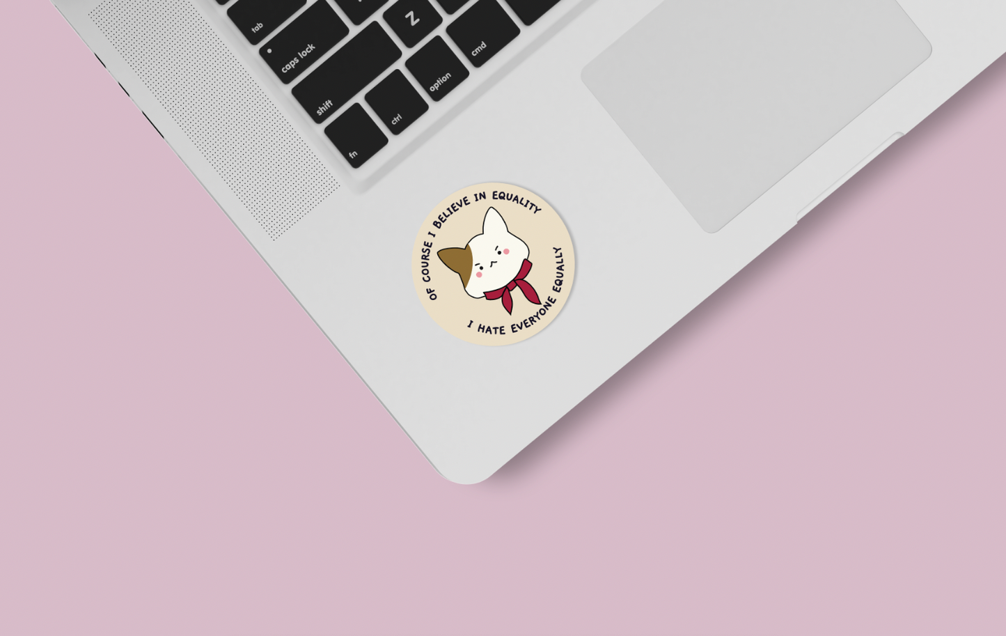 hate everyone cute sticker on laptop