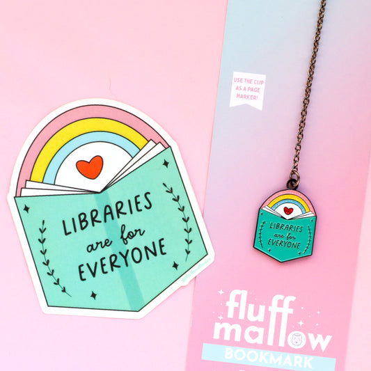 libraries are for everyone chain bookmark rainbow