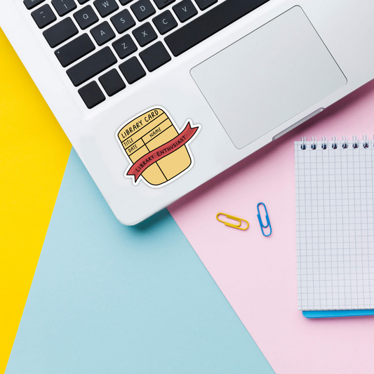 library enthusiast vinyl sticker on laptop