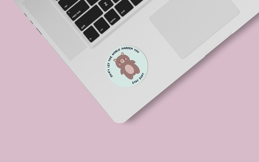 stay soft sticker on laptop