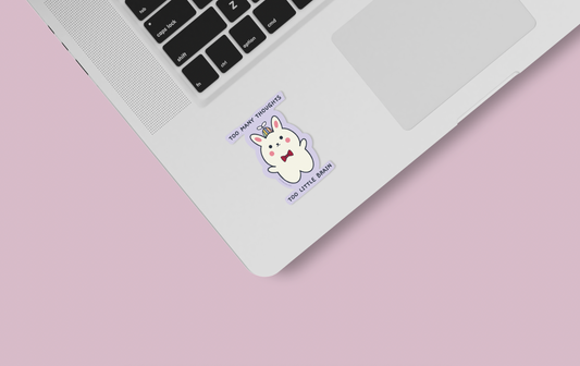 too little brain sticker on laptop