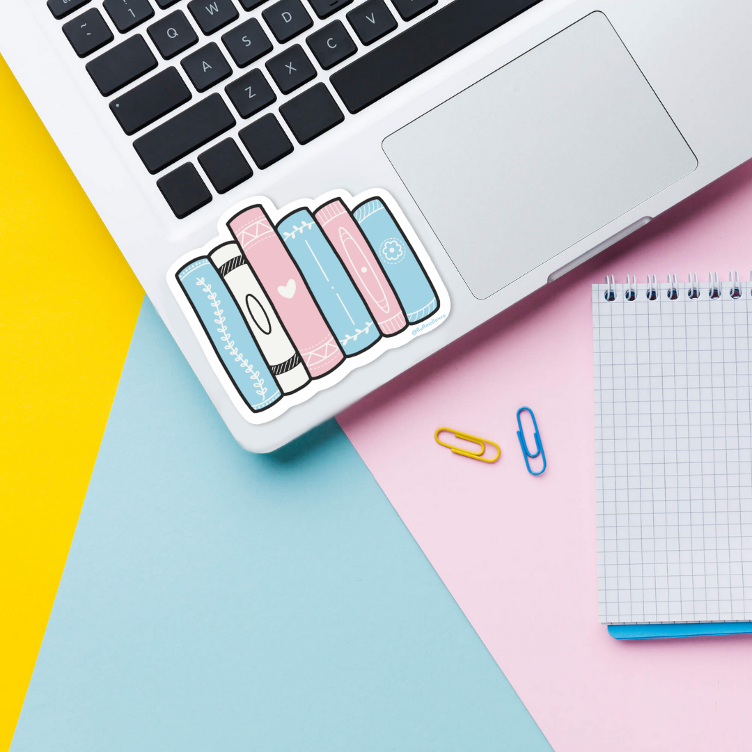 transexual bookstack vinyl sticker on laptop