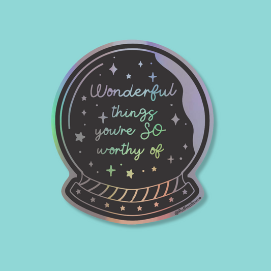 wonderful things holographic vinyl sticker
