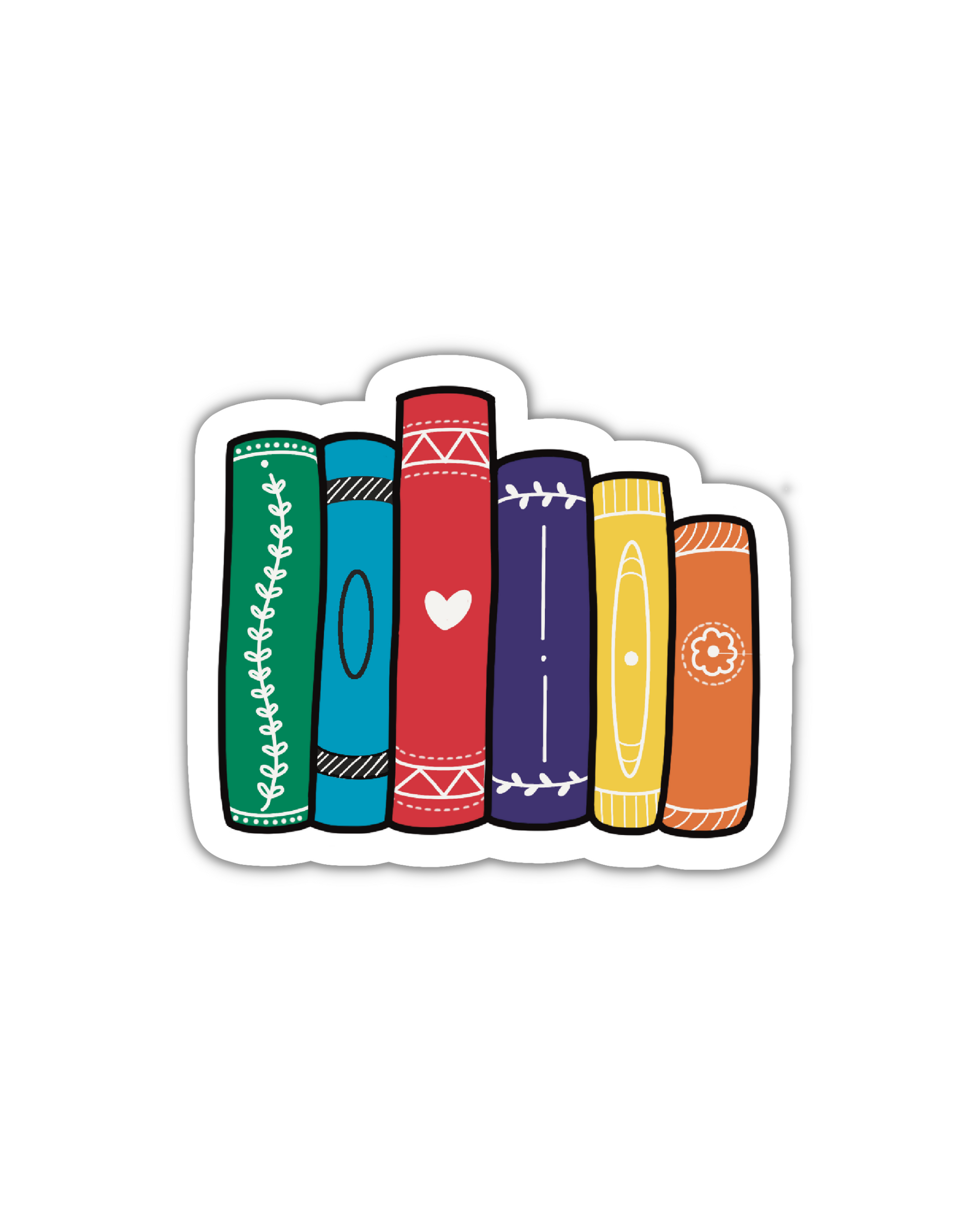 Pride book stack vinyl sticker