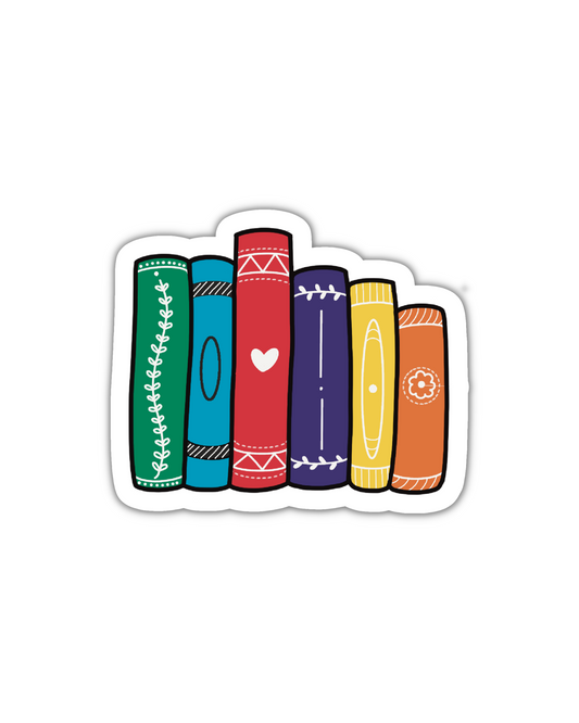 Pride book stack vinyl sticker
