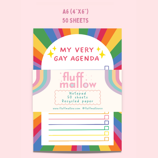 A6 gay agenda checklist note pad