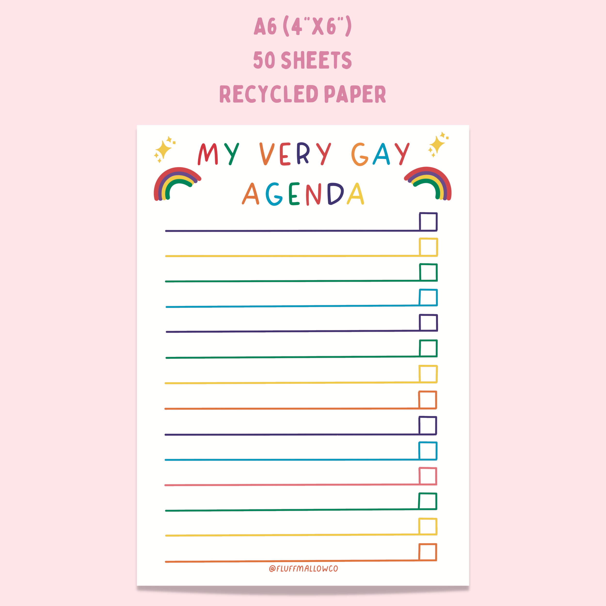 A6 gay agenda checklist note pad