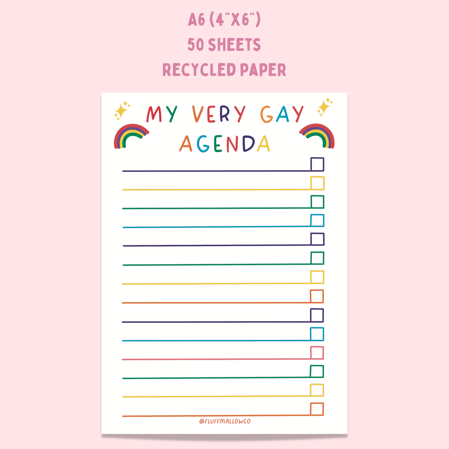 A6 gay agenda checklist note pad