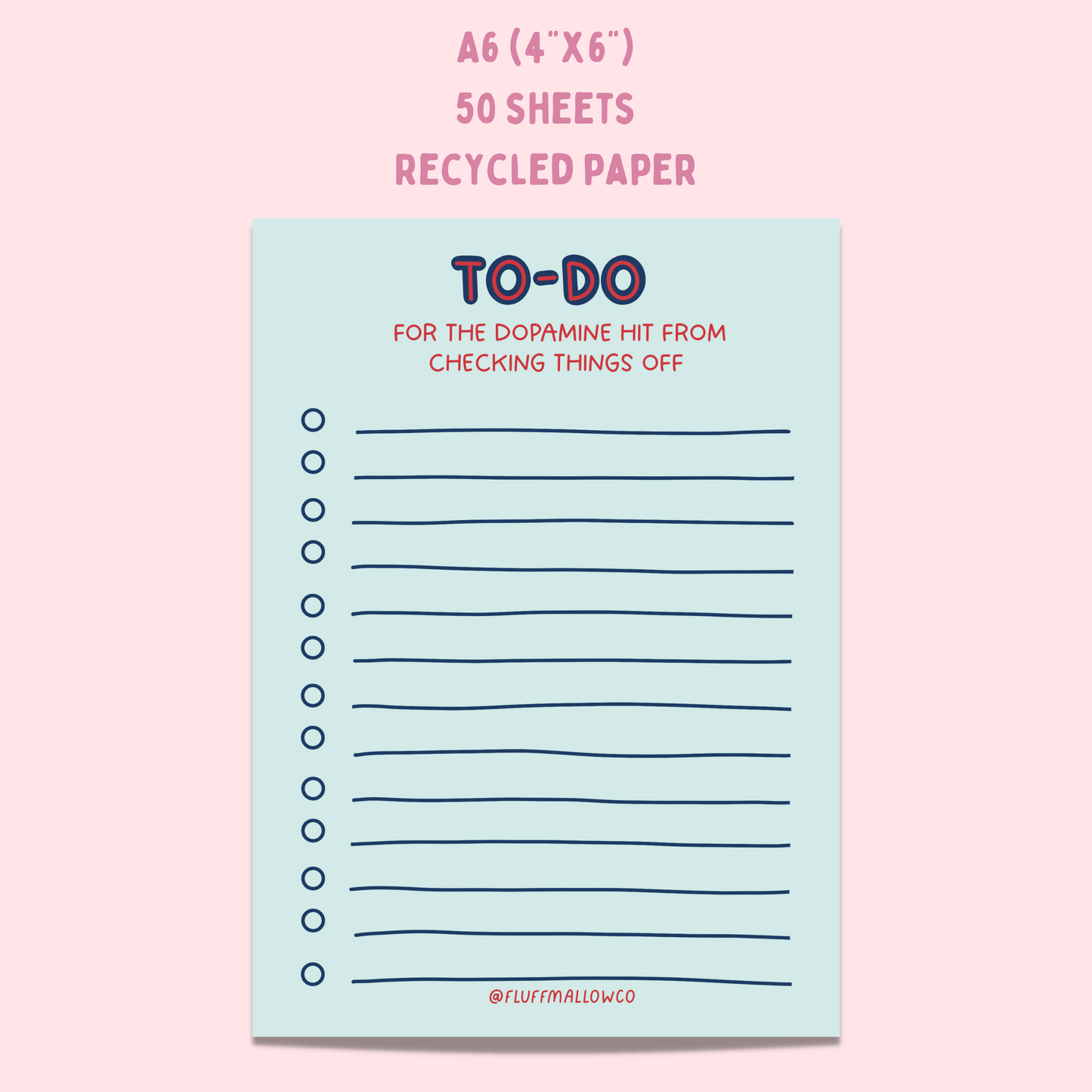 A6 to-do for the dopamine check list notepad