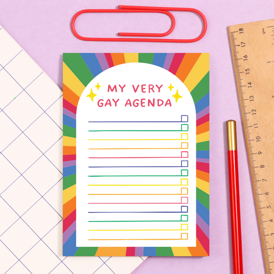 A6 gay agenda checklist note pad