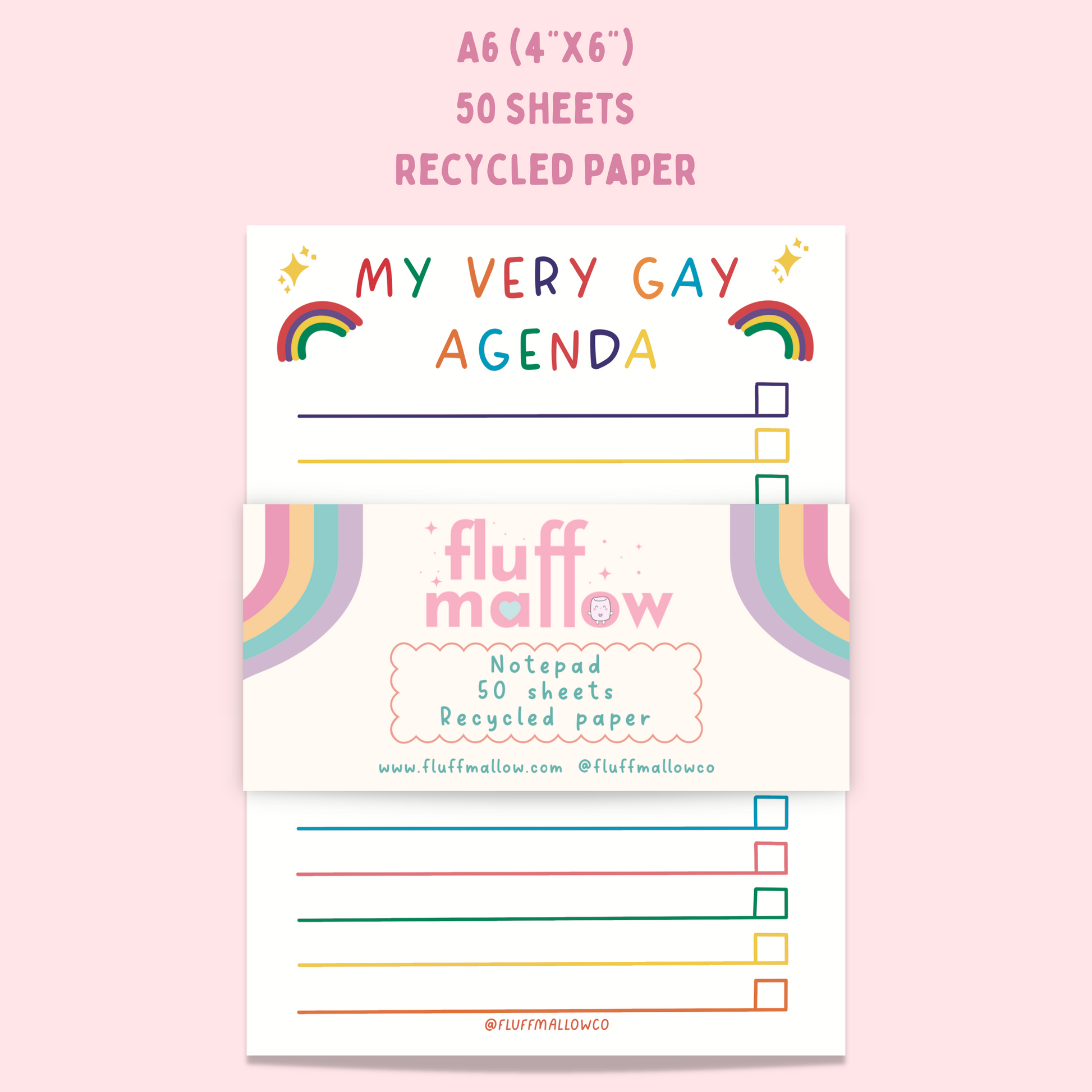 A6 gay agenda checklist note pad cute