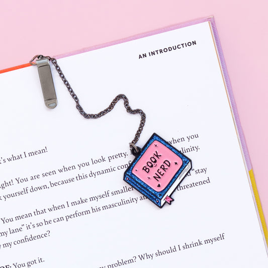 Book Nerd Enamel Bookmark With Chain
