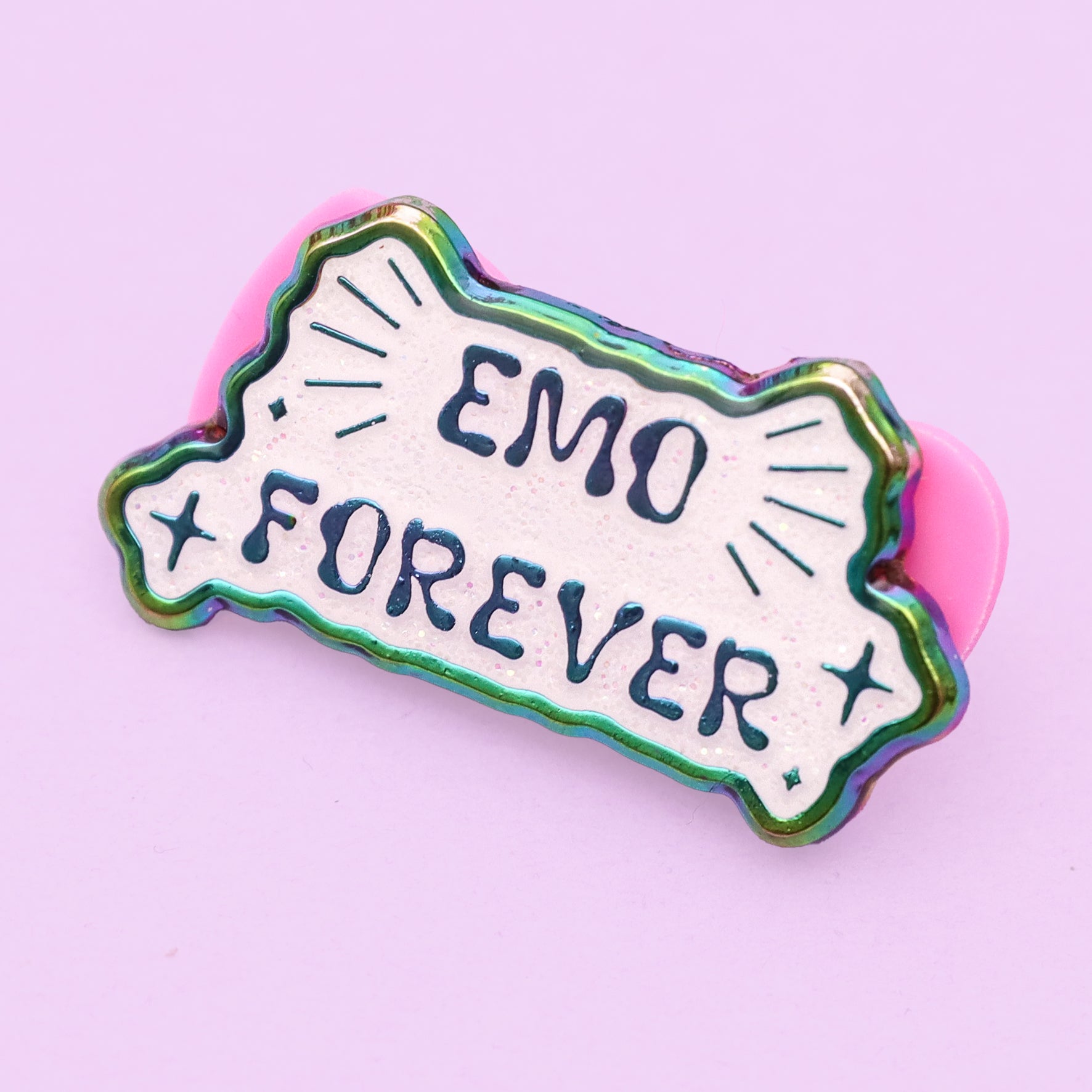 Emo Forever enamel pin glittery 