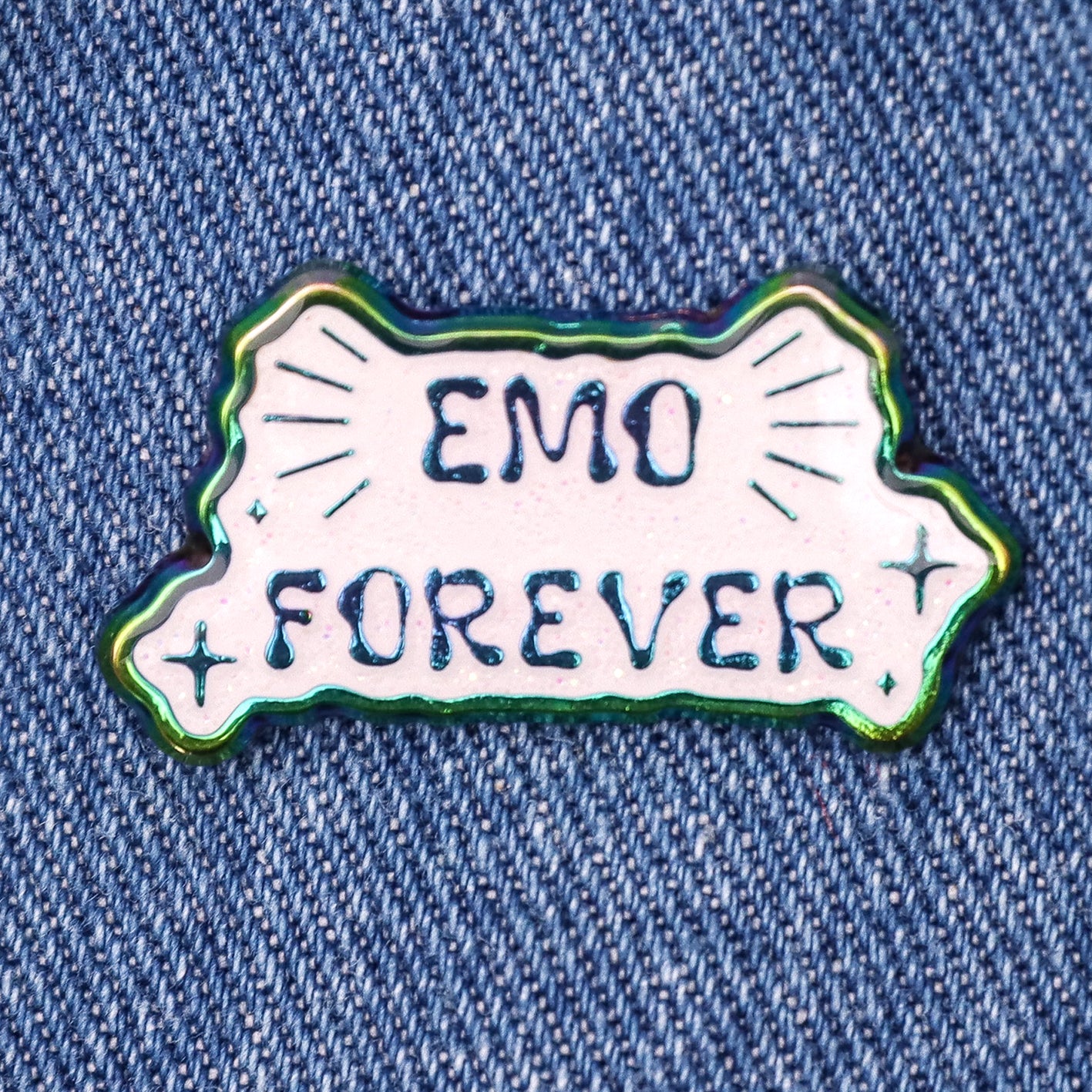Emo Forever enamel pin glittery 2 