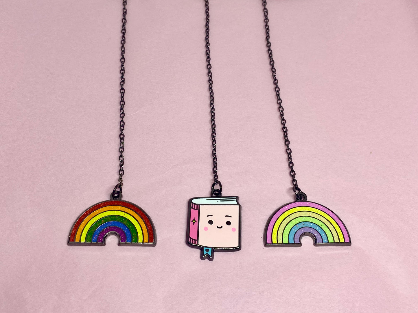 Rainbow brights enamel bookmark with chain