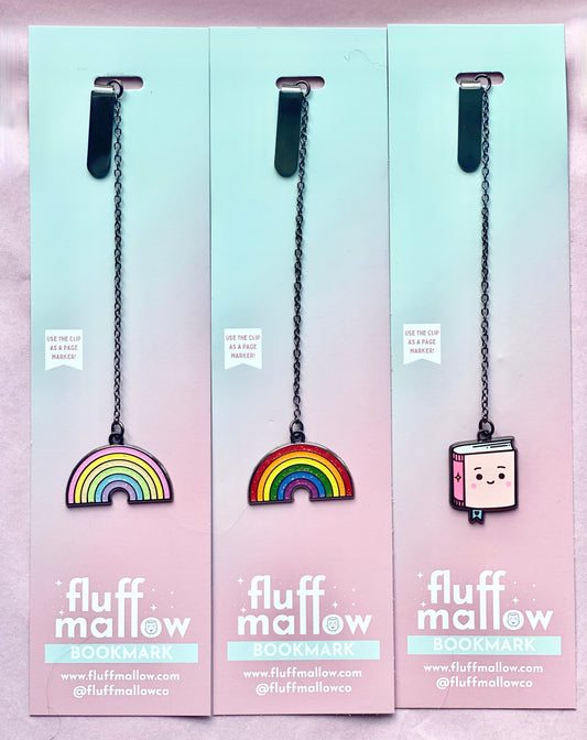 Kawaii happy book enamel bookmark with chain