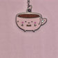Kawaii coffee cup with bow enamel bookmark with chain