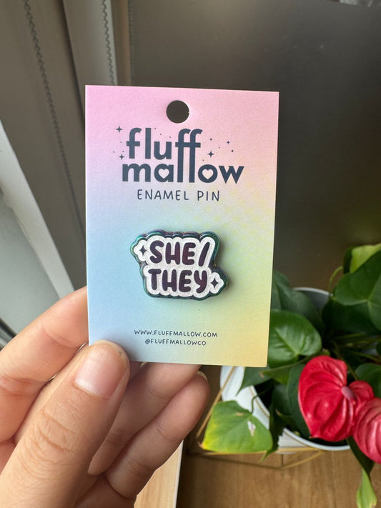 She/They enamel pin