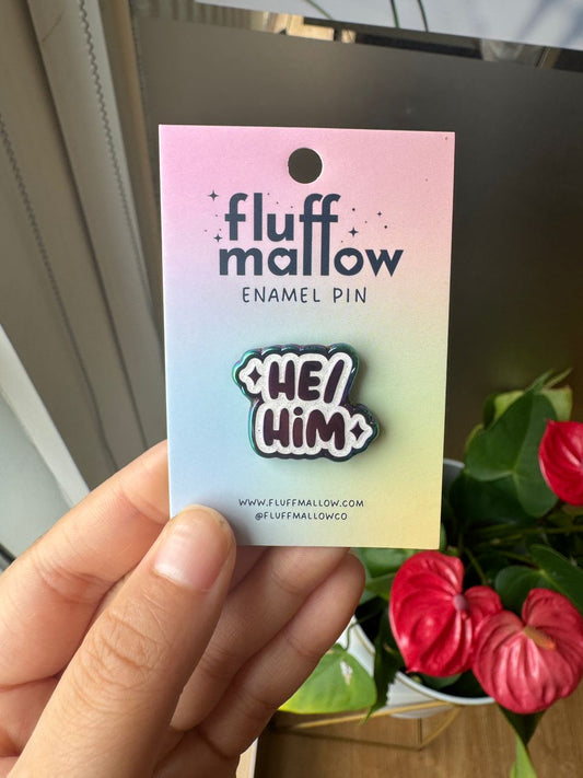 He/Him enamel pin