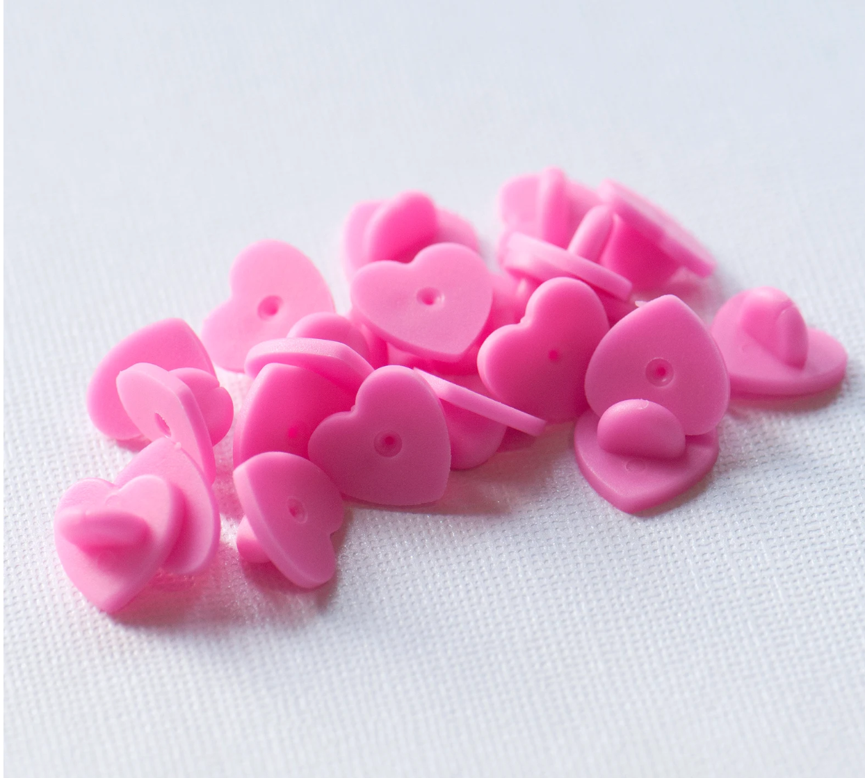5 Pink Heart Rubber Enamel Pin Backs