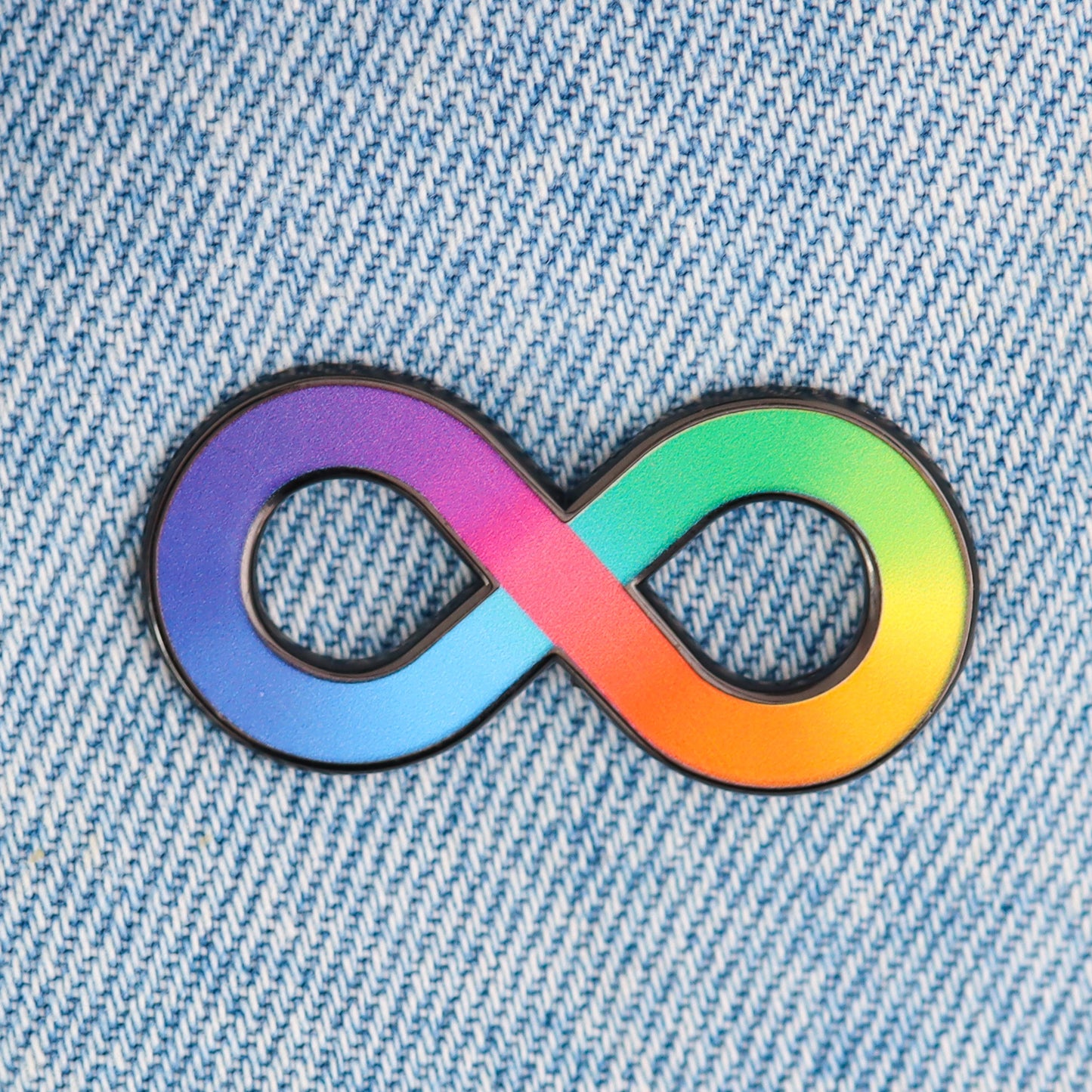 Rainbow infinity neurodiversity enamel pin