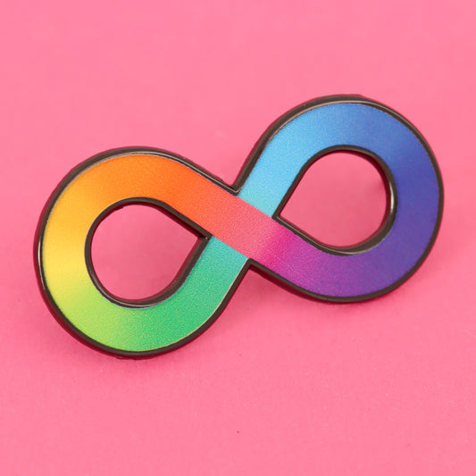 Rainbow infinity neurodivergent enamel pin