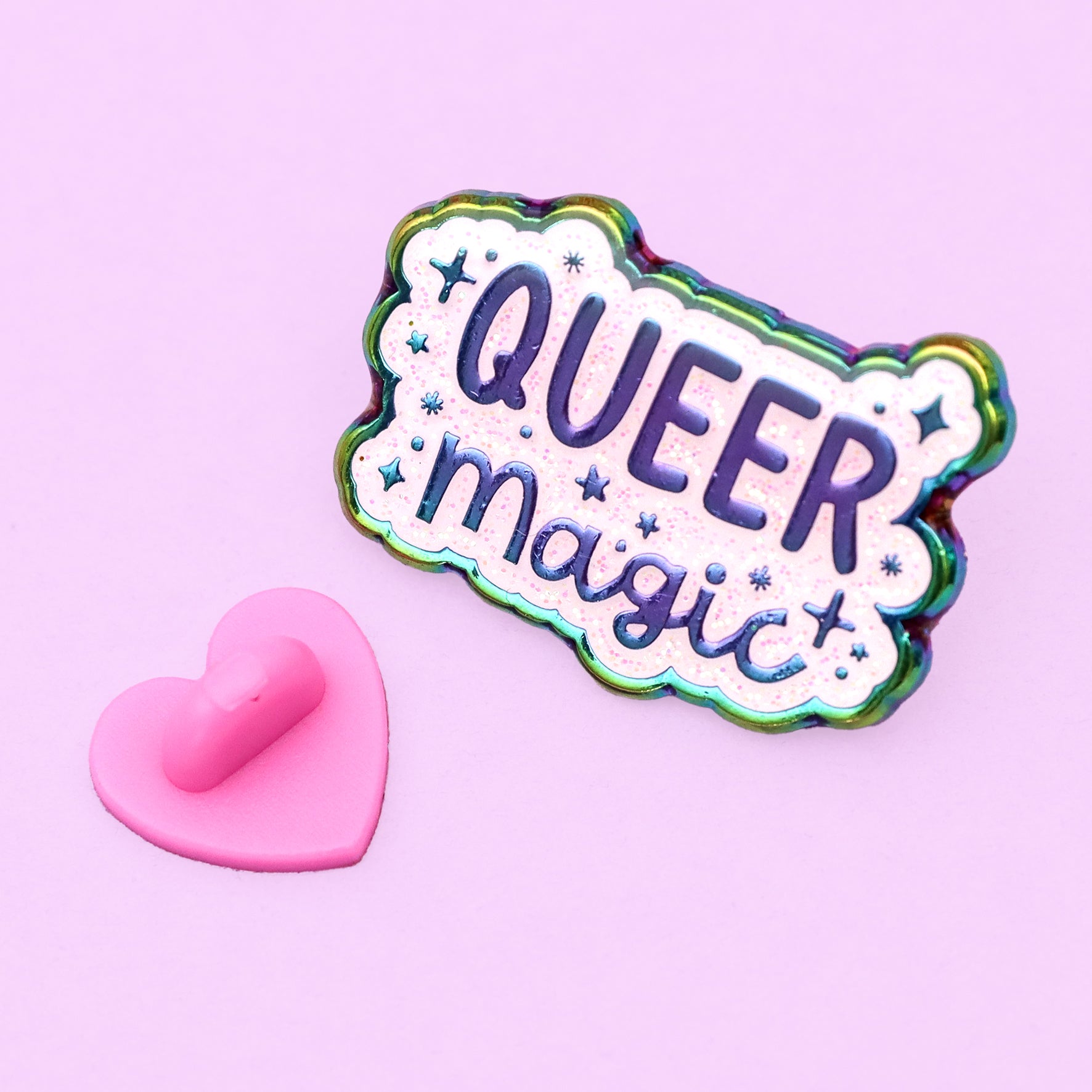 Queer Magic enamel pin glittery
