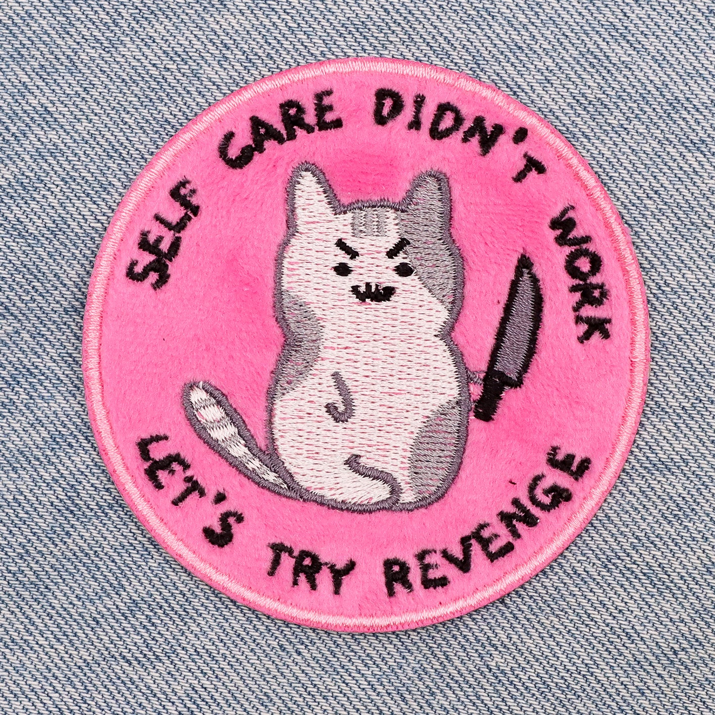 Revenge cat iron on Patch funny