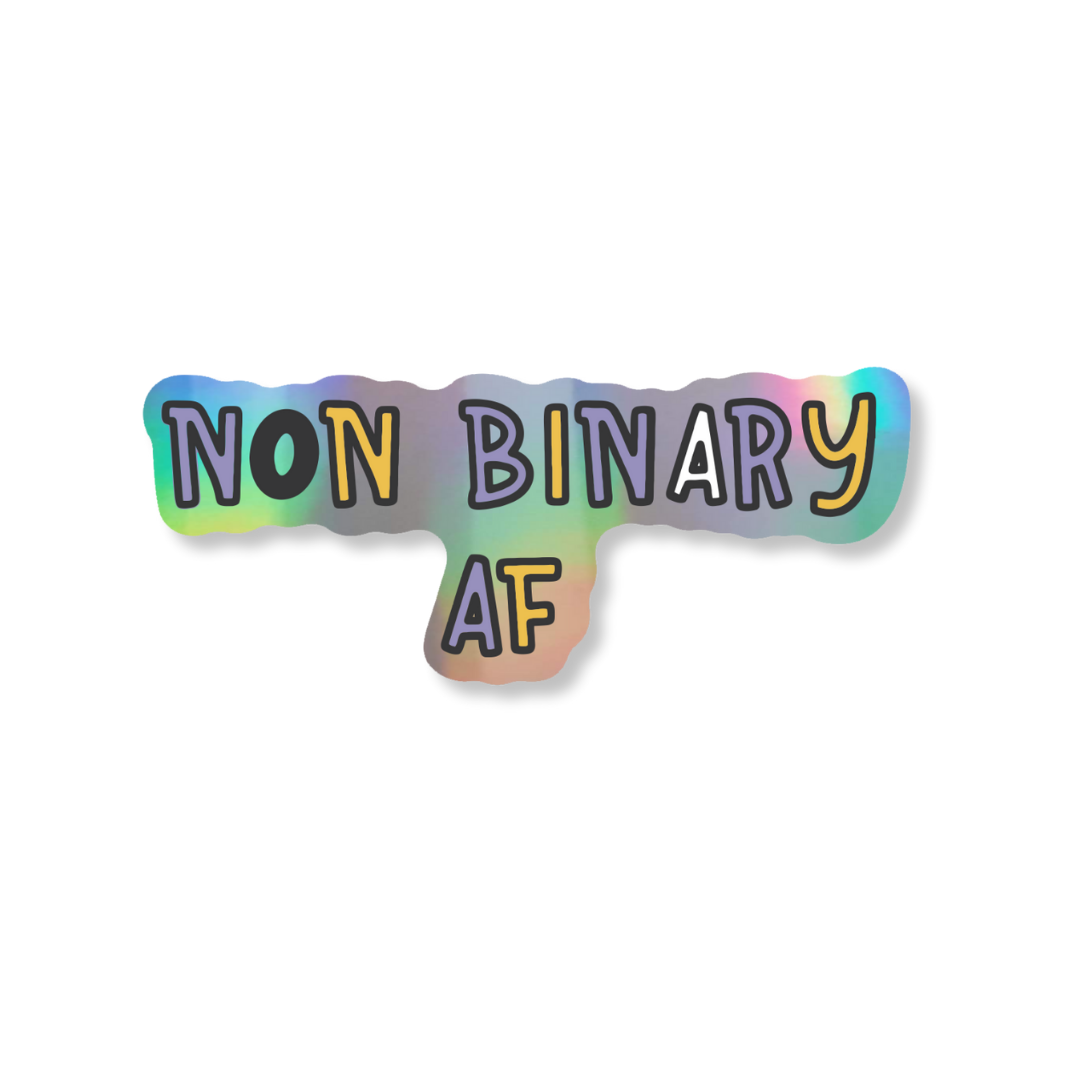 Non binary af holographic sticker