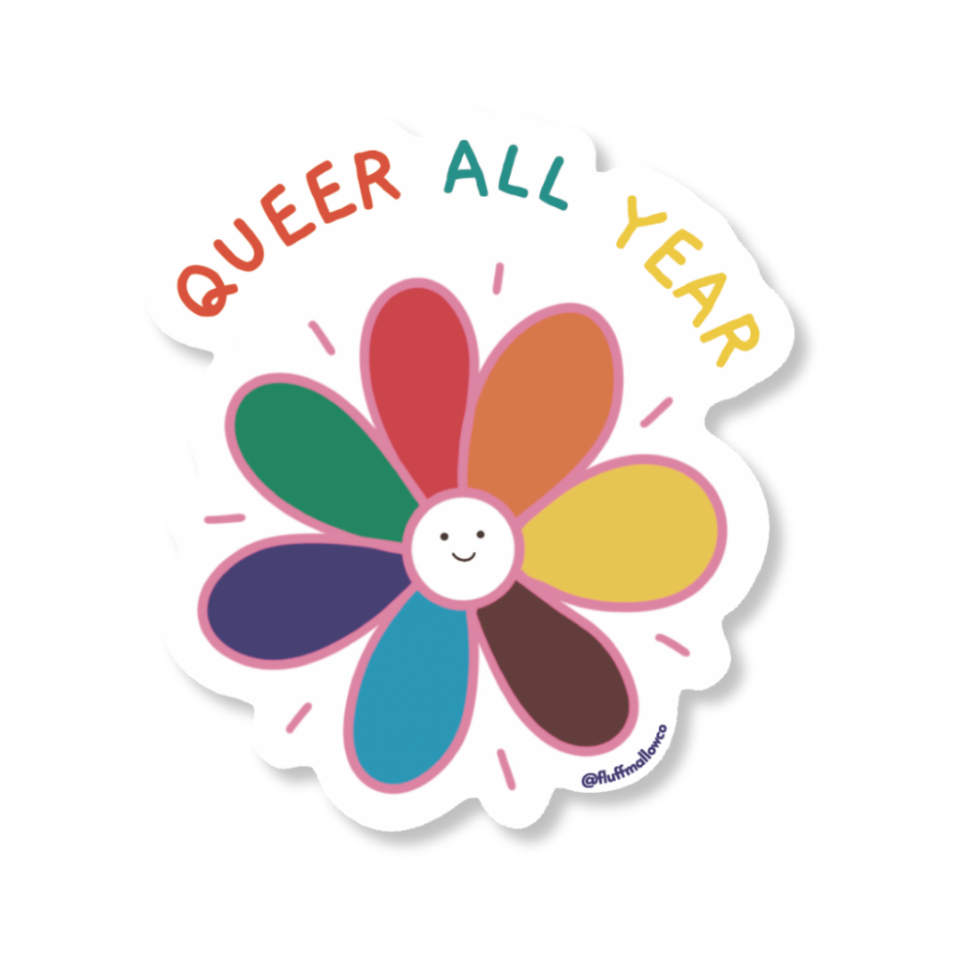 Queer all year vinyl sticker