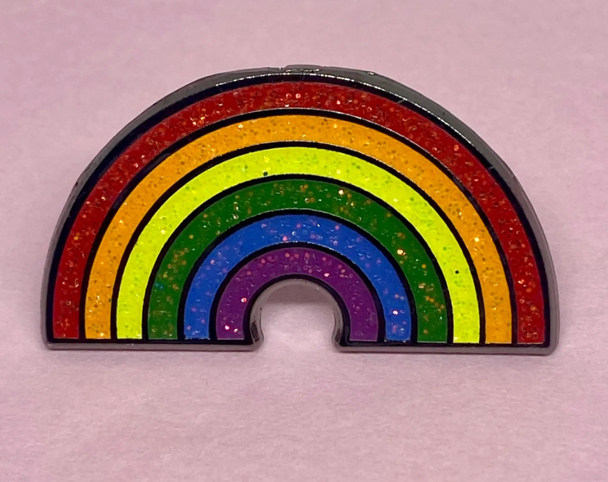 Cute rainbow glitter enamel pin