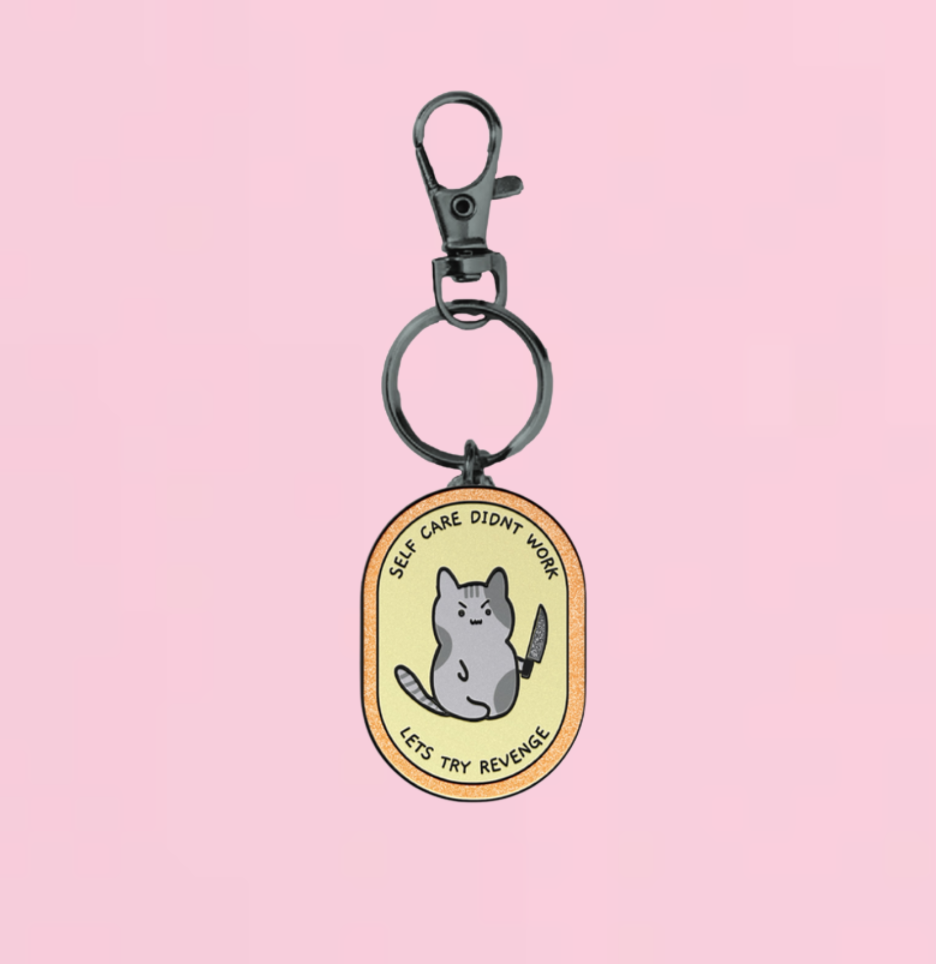 Self care didnt work enamel keychain and bag charm