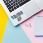 Trans af holographic vinyl sticker on laptop