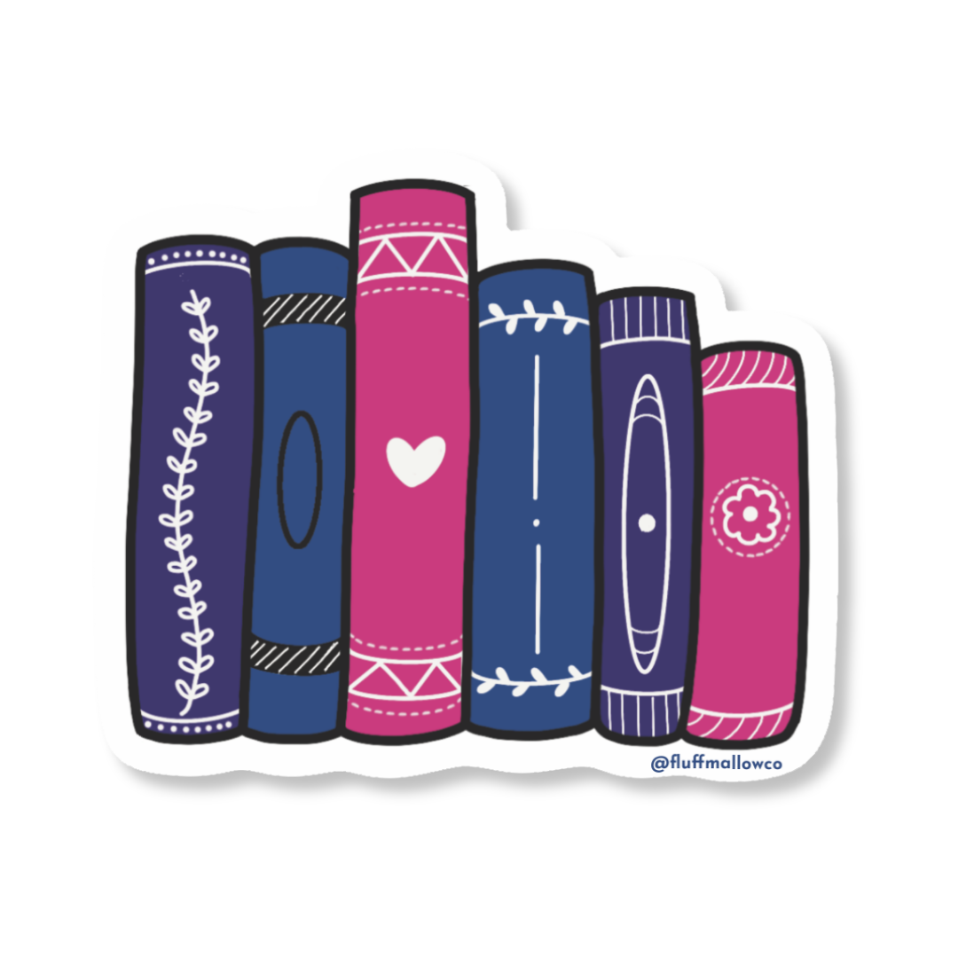 bisexual bookstack vinyl sticker